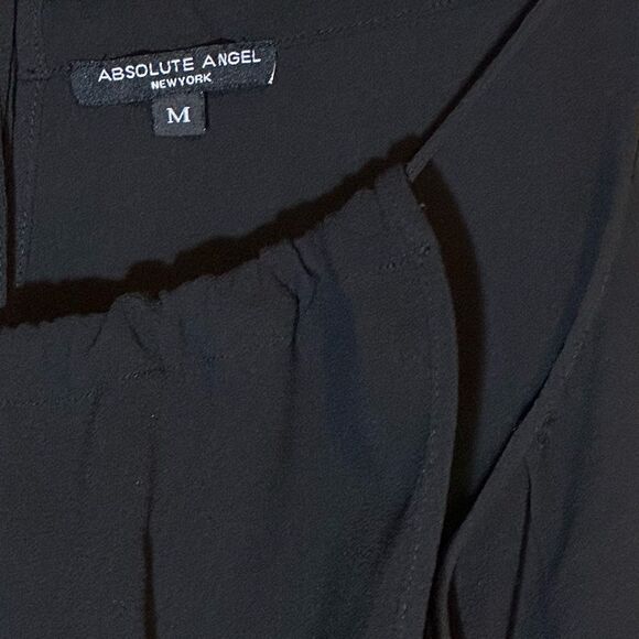 Black Dressy Tank with Embroidered Lace Hem Sz M - Picture 4 of 4